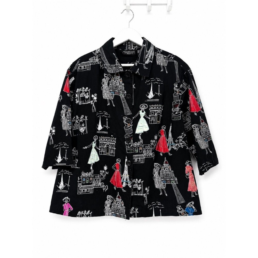 New Direction Vintage Fashion Illustration Cotton Jacket Paris Embroidered 1X
